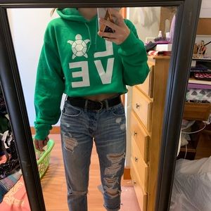 Green Love Turltle hooded sweatshirt